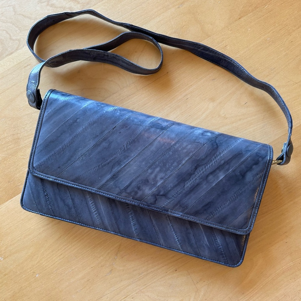 Vintage 80s gray eel skin bag